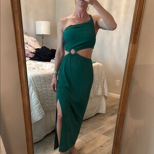 Maxi Green One-Shoulder Dress